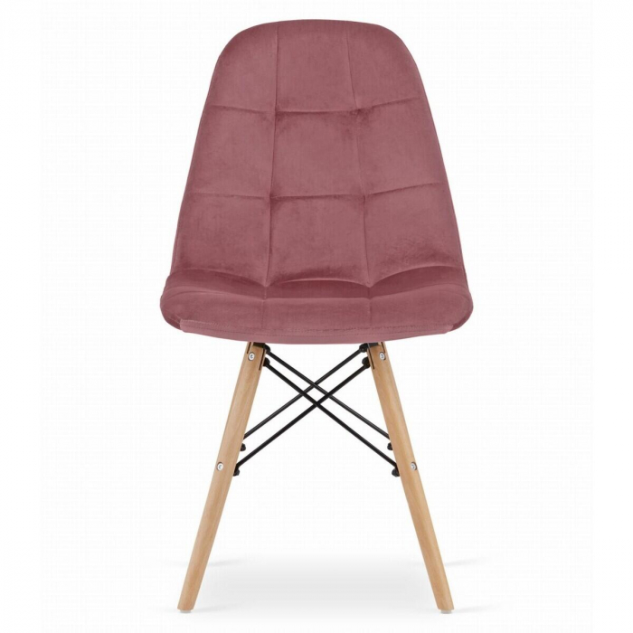 Scaun stil scandinav, Artool, Dumo, catifea, lemn, roz inchis, 45x53x84 cm [6]