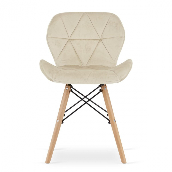 Scaun stil scandinav, Artool, Lago, catifea, lemn, bej, 47x52x74 cm [5]