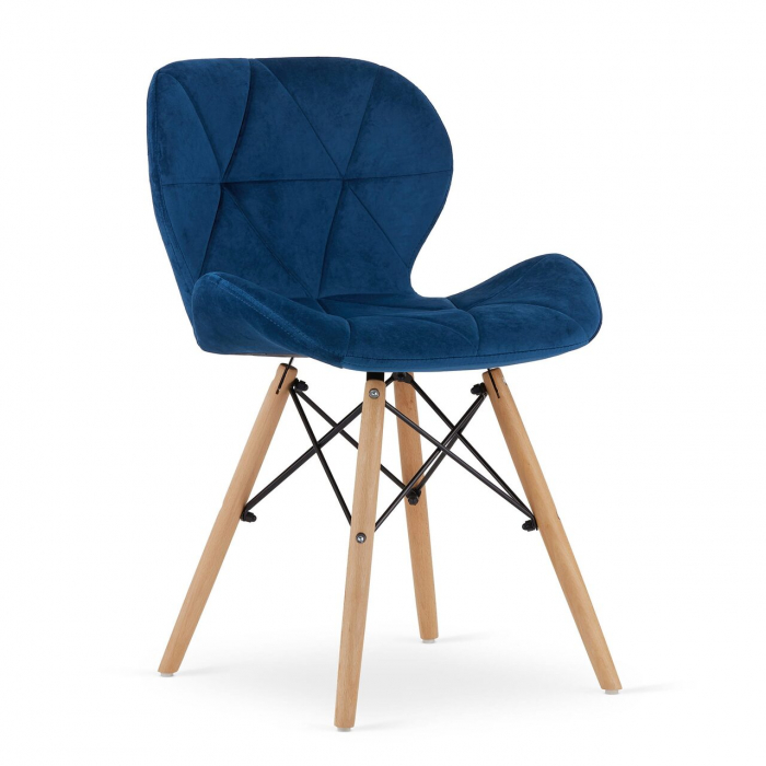 Scaun stil scandinav, Artool, Lago, catifea, lemn, bleumarin, 48x52.5x74 cm [1]