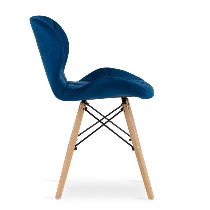 Scaun stil scandinav, Artool, Lago, catifea, lemn, bleumarin, 48x52.5x74 cm [3]