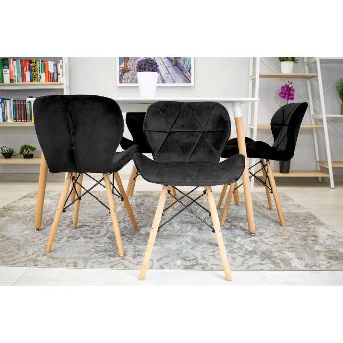Scaun stil scandinav, Artool, Lago, catifea, lemn, negru, 48x43x74 cm [4]