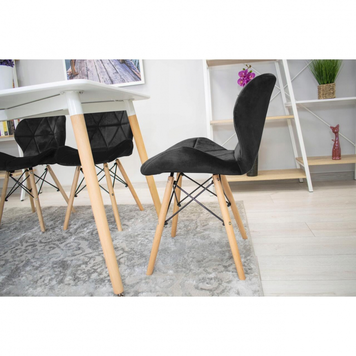Scaun stil scandinav, Artool, Lago, catifea, lemn, negru, 48x43x74 cm [5]