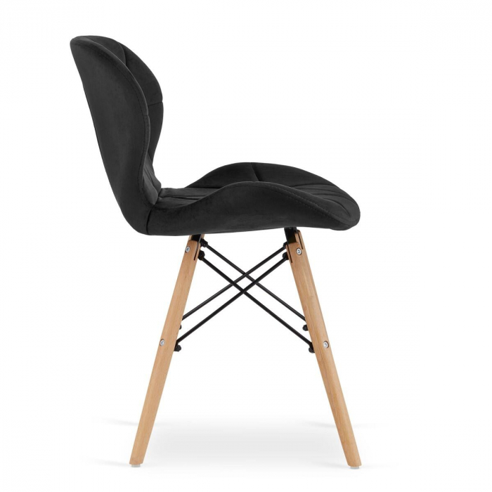 Scaun stil scandinav, Artool, Lago, catifea, lemn, negru, 48x43x74 cm [8]