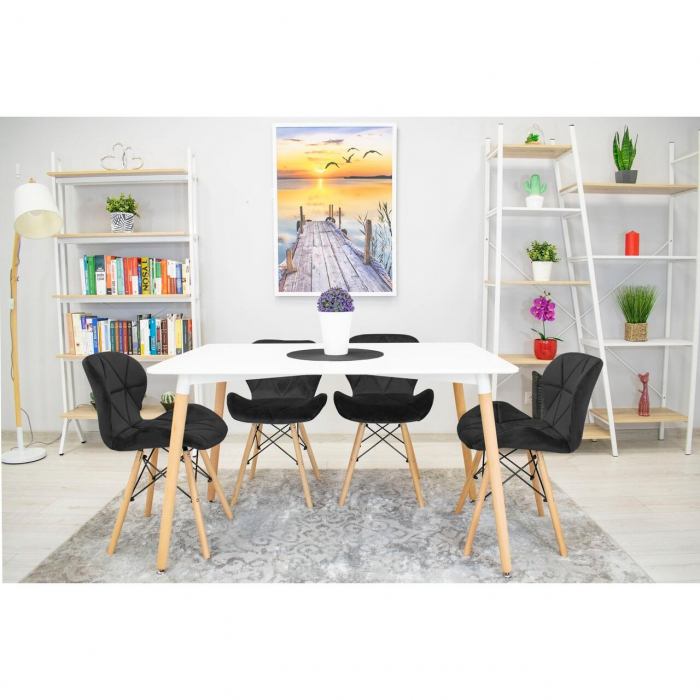 Scaun stil scandinav, Artool, Lago, catifea, lemn, negru, 48x43x74 cm [2]