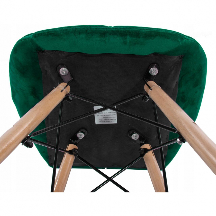 Scaun stil scandinav, Artool, Lago, catifea, lemn, verde, 48x43x74 cm [2]