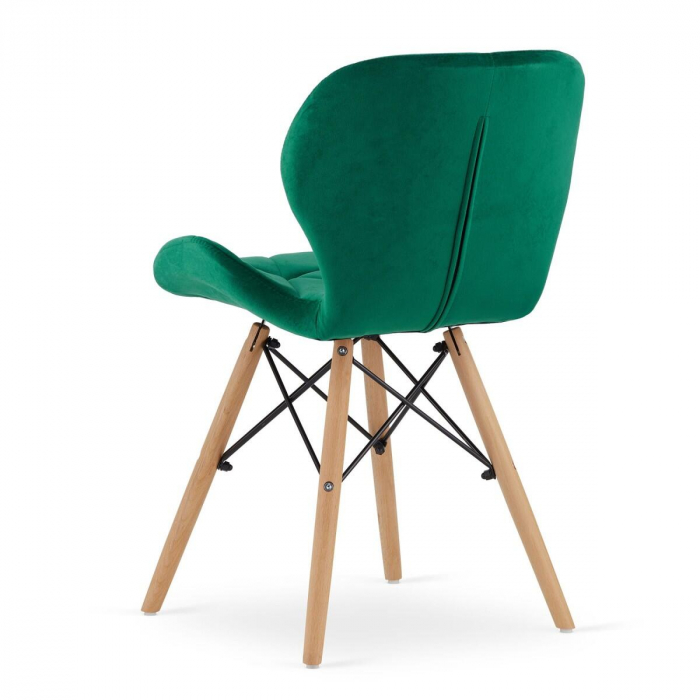 Scaun stil scandinav, Artool, Lago, catifea, lemn, verde, 48x43x74 cm [10]