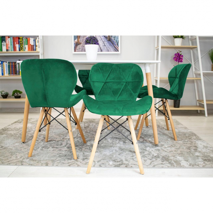 Scaun stil scandinav, Artool, Lago, catifea, lemn, verde, 48x43x74 cm [7]