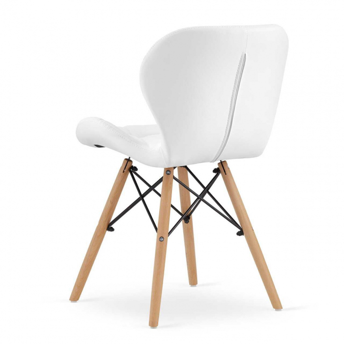 Scaun stil scandinav, Artool, Lago, piele ecologica, lemn, alb, 47x38x73 cm [4]