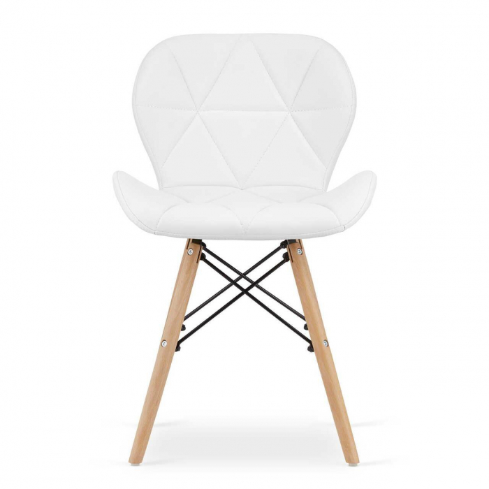 Scaun stil scandinav, Artool, Lago, piele ecologica, lemn, alb, 47x38x73 cm [5]