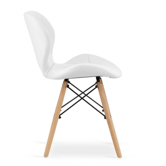 Scaun stil scandinav, Artool, Lago, piele ecologica, lemn, alb, 47x38x73 cm [3]