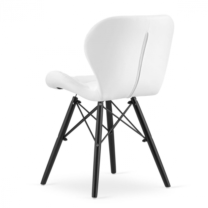 Scaun stil scandinav, Artool, Lago, piele ecologica, lemn, alb si negru, 47.5x52x74 cm [4]