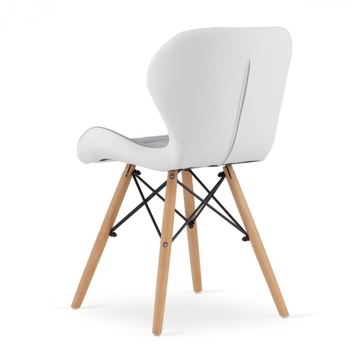 Scaun stil scandinav, Artool, Lago, piele ecologica, lemn, gri si alb, 47x52x73 cm [4]