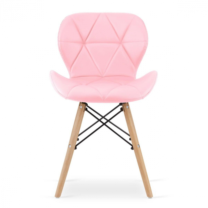 Scaun stil scandinav, Artool, Lago, piele ecologica, lemn, roz, 47x52x73 cm [5]