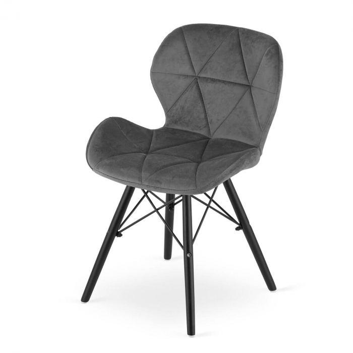 Scaun stil scandinav, Artool, Lago Velvet, catifea, lemn, gri si negru, 47x52x73.5 cm [3]