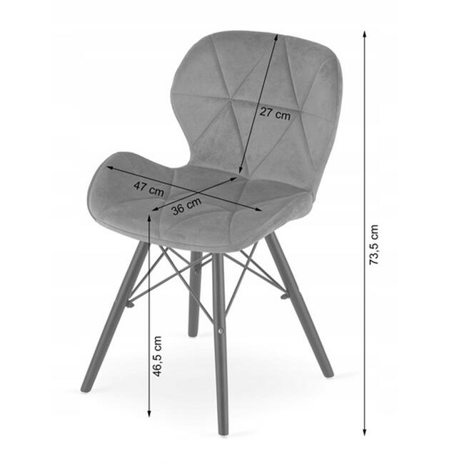 Scaun stil scandinav, Artool, Lago Velvet, catifea, lemn, negru, 47x36x73.5 cm [3]
