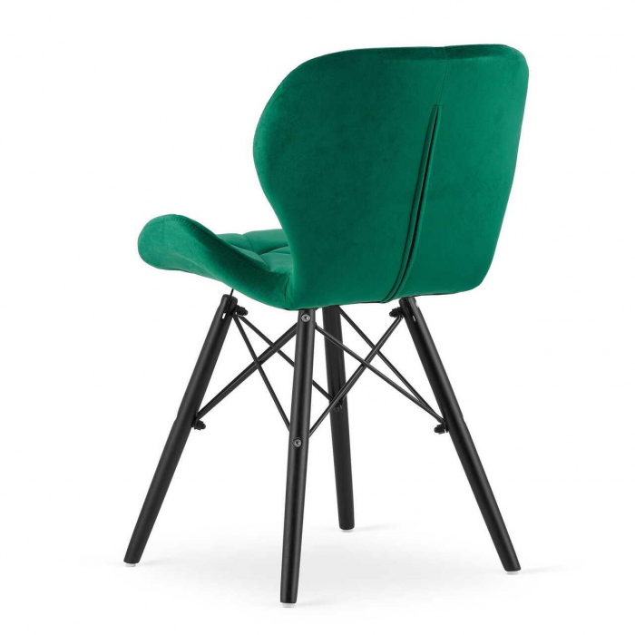 Scaun stil scandinav, Artool, Lago Velvet, catifea, lemn, verde si negru, 47x52x73.5 cm [4]