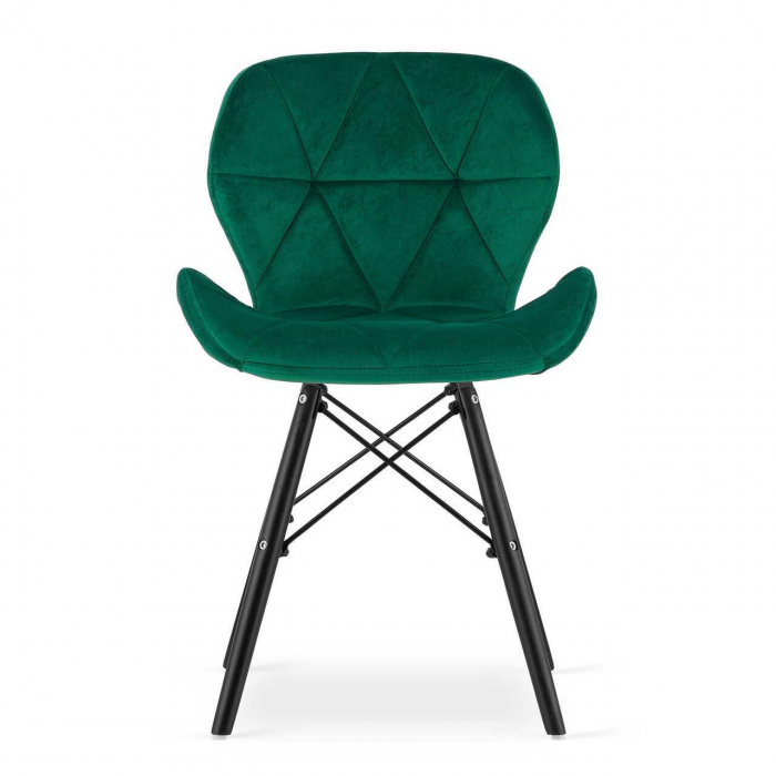 Scaun stil scandinav, Artool, Lago Velvet, catifea, lemn, verde si negru, 47x52x73.5 cm [5]