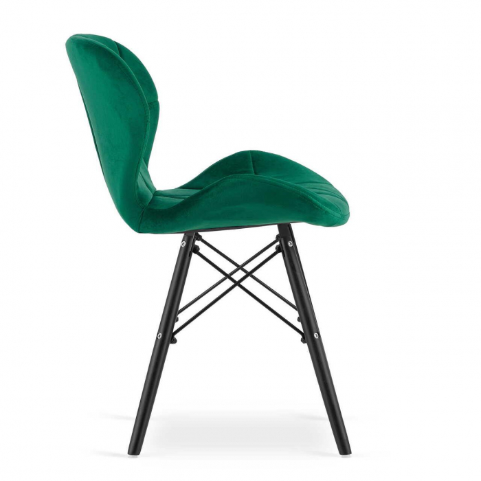 Scaun stil scandinav, Artool, Lago Velvet, catifea, lemn, verde si negru, 47x52x73.5 cm [3]