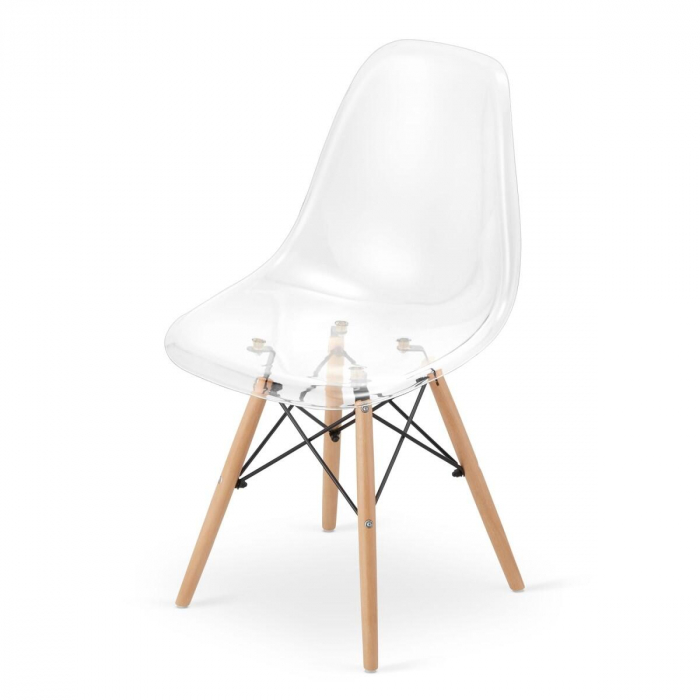 Scaun stil scandinav, Artool, Osaka, policarbonat, lemn, transparent, 46x52x82 cm [2]