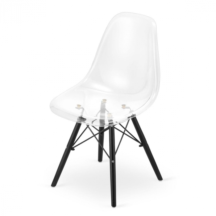 Scaun stil scandinav, Artool, Osaka, policarbonat, lemn, transparent si negru, 46x51.5x81 cm [2]