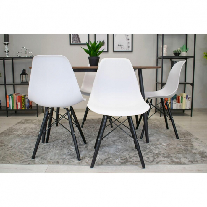 Scaun stil scandinav, Artool, Osaka, PP, lemn, alb si negru, 46x54x81 cm [10]