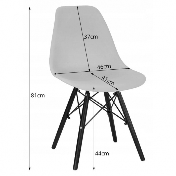 Scaun stil scandinav, Artool, Osaka, PP, lemn, alb si negru, 46x54x81 cm [2]