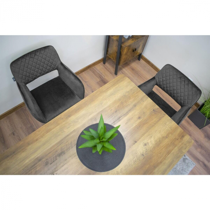 Set 2 scaune bucatarie/living, Artool, Amalfi, catifea, metal, gri si negru, 58x56x83 cm [3]