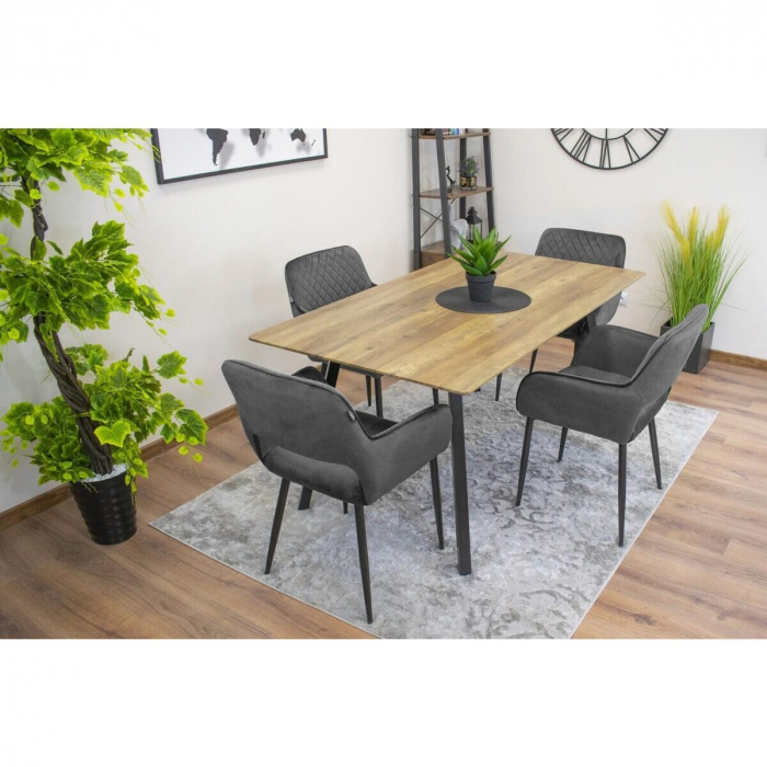 Set 2 scaune bucatarie/living, Artool, Amalfi, catifea, metal, gri si negru, 58x56x83 cm [10]