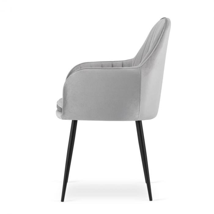 Set 2 scaune bucatarie/living, Artool, Lugo, catifea, metal, argintiu si negru, 57.5x56.5x86.5 cm [14]