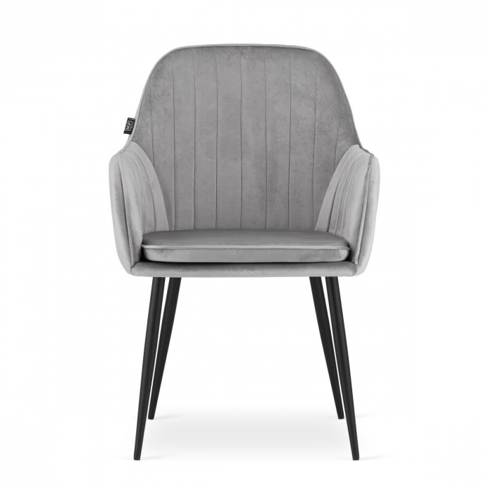 Set 2 scaune bucatarie/living, Artool, Lugo, catifea, metal, argintiu si negru, 57.5x56.5x86.5 cm [11]