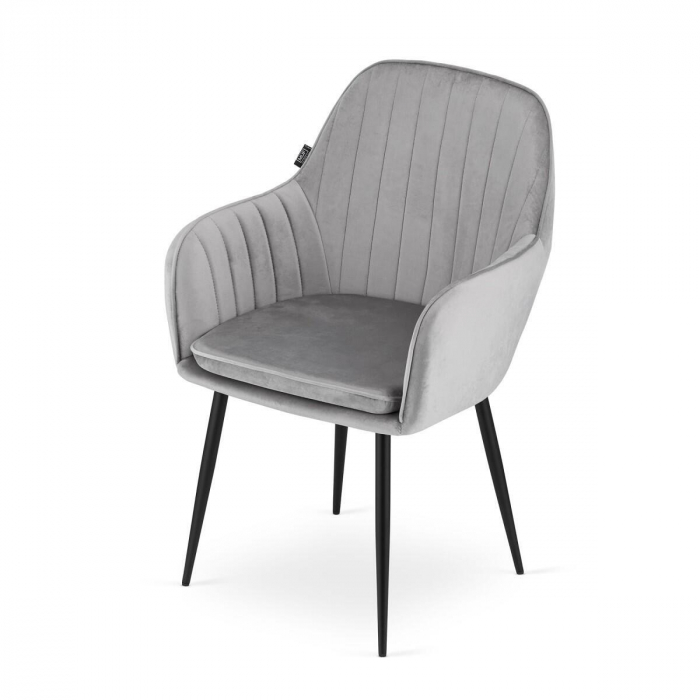 Set 2 scaune bucatarie/living, Artool, Lugo, catifea, metal, argintiu si negru, 57.5x56.5x86.5 cm [13]