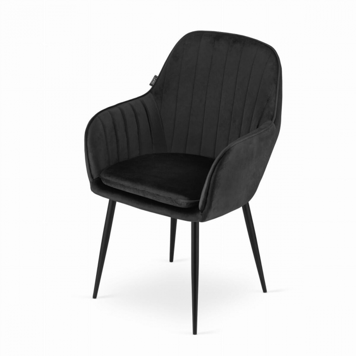 Set 2 scaune bucatarie/living, Artool, Lugo, catifea, metal, negru, 57.5x56.5x86.5 cm [7]