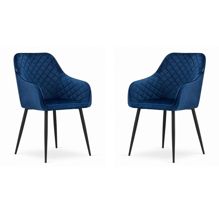 Set 2 scaune bucatarie/living, Artool, Nugat, catifea, metal, bleumarin si negru, 58x54.5x91 cm [1]
