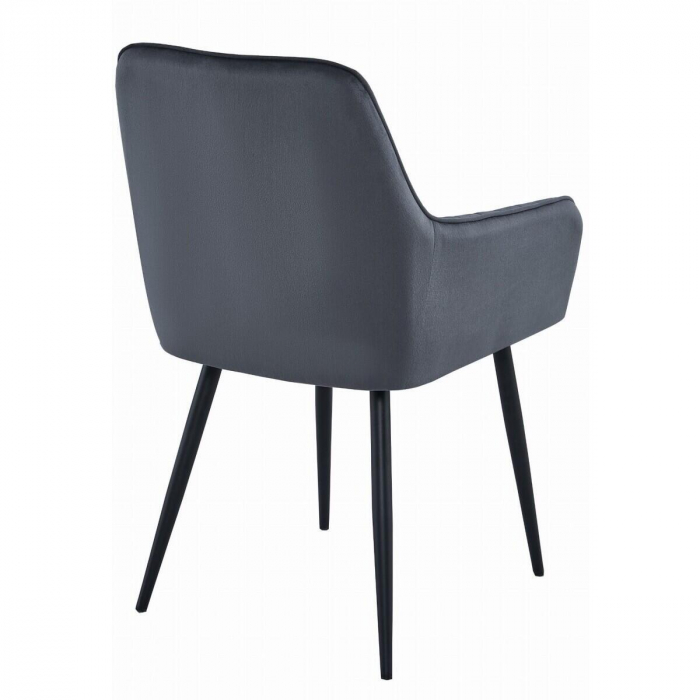 Set 2 scaune bucatarie/living, Artool, solden, catifea, metal, gri inchis si negru, 55x45.5x83.5 cm [4]
