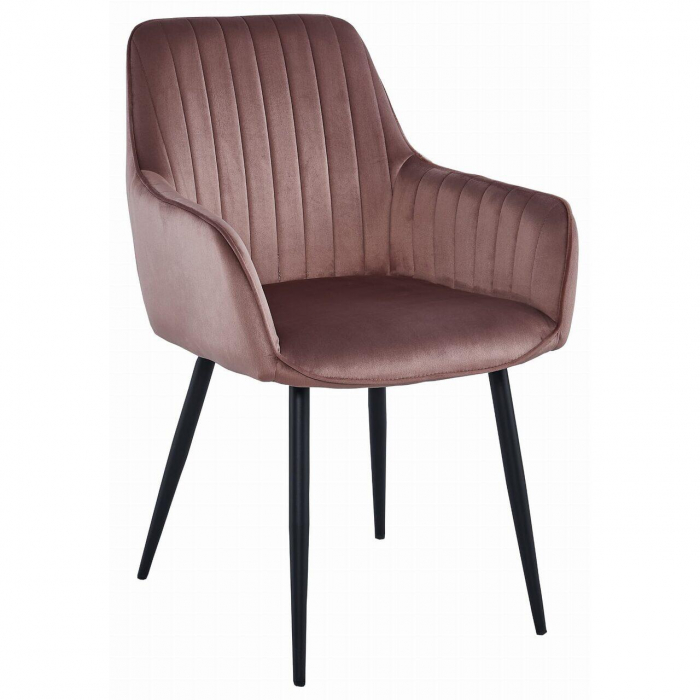 Set 2 scaune bucatarie/living, Artool, solden, catifea, metal, roz si negru, 55x45.5x83.5 cm [6]