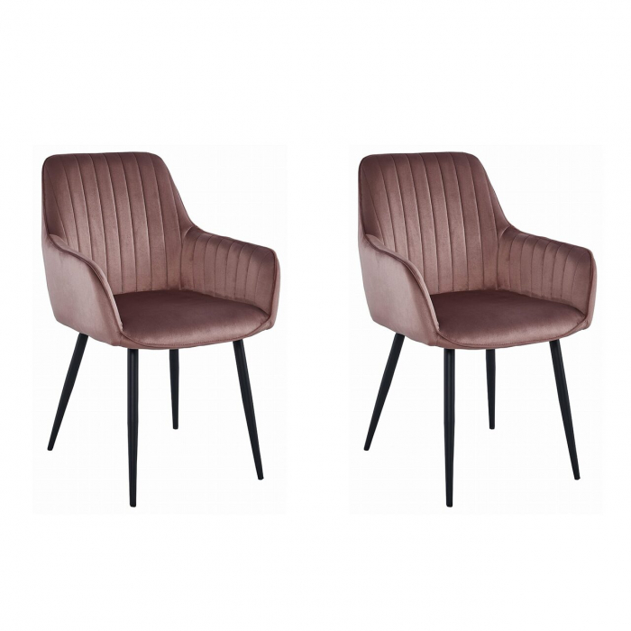 Set 2 scaune bucatarie/living, Artool, solden, catifea, metal, roz si negru, 55x45.5x83.5 cm [1]