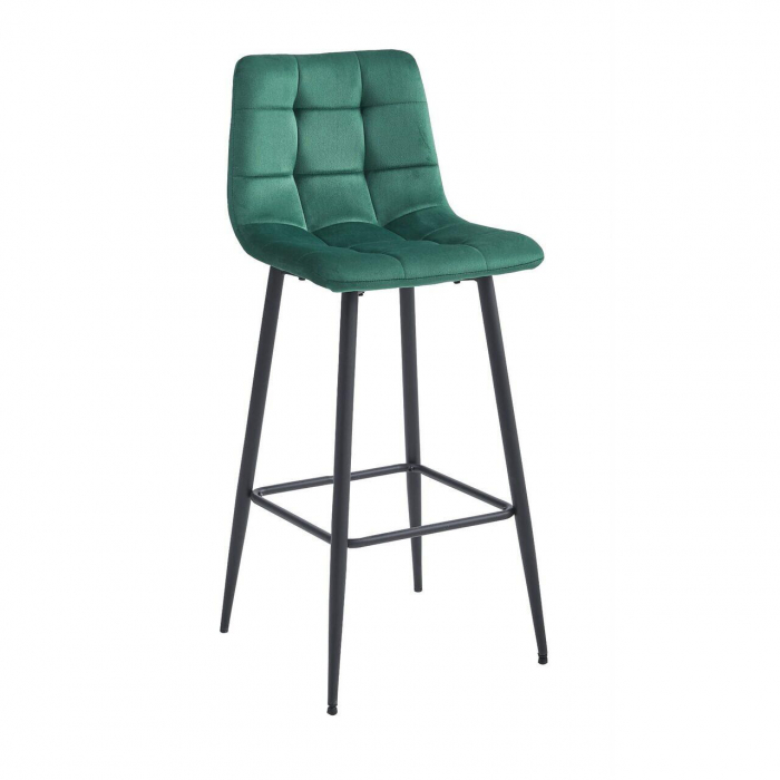 Set 2 scaune de bucatarie/bar, Artool, Arceto, catifea, otel, verde si negru, 43.5x32.5x104 cm [6]