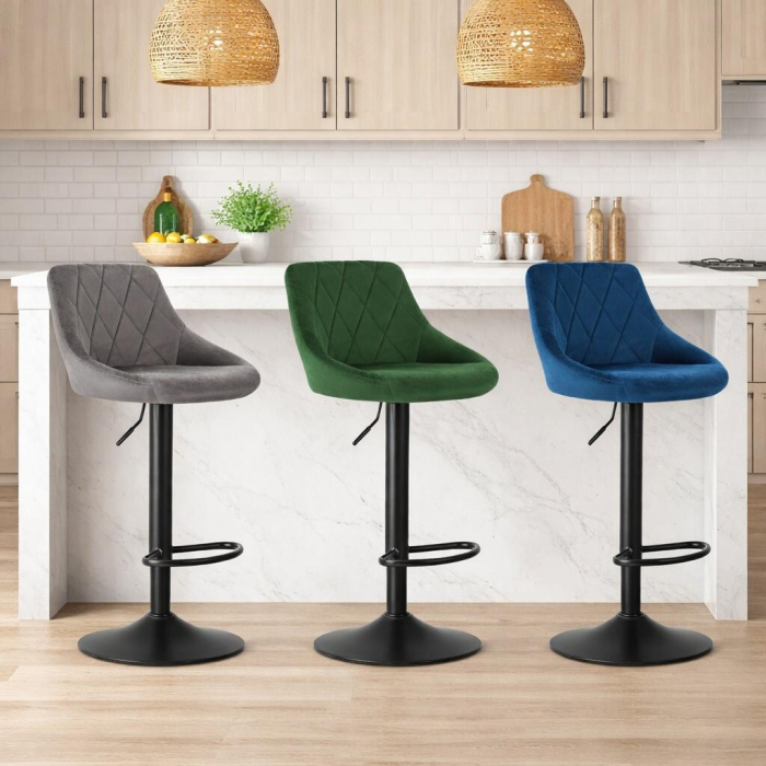 Set 2 scaune de bucatarie/bar, Artool, Kast, rotativ, catifea neagra, picior metal negru, 45.5x49x105 cm [5]
