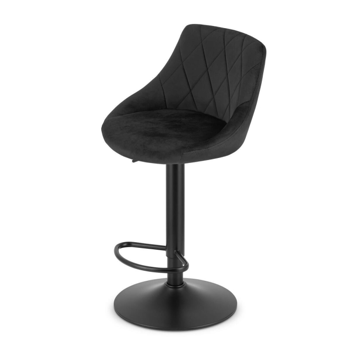 Set 2 scaune de bucatarie/bar, Artool, Kast, rotativ, catifea neagra, picior metal negru, 45.5x49x105 cm [2]
