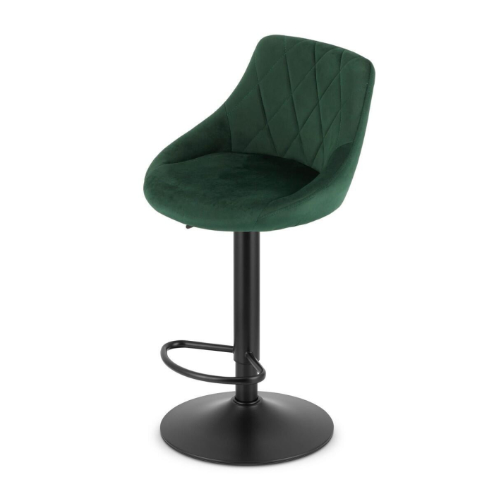 Set 2 scaune de bucatarie/bar, Artool, Kast, rotativ, catifea verde, picior metal negru, 45.5x49x85-105 cm [3]