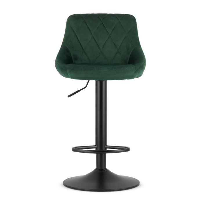 Set 2 scaune de bucatarie/bar, Artool, Kast, rotativ, catifea verde, picior metal negru, 45.5x49x85-105 cm [5]