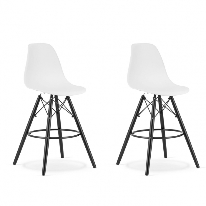 Set 2 scaune de bucatarie/bar, Artool, Lamal, PP, lemn, alb si negru, 54x55x107.5 cm [1]