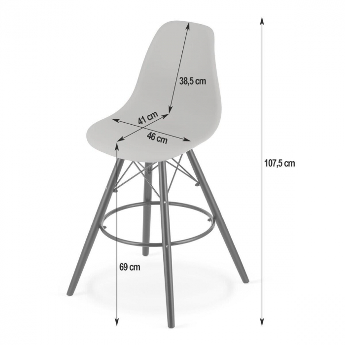 Set 2 scaune de bucatarie/bar, Artool, Lamal, PP, lemn, alb si negru, 54x55x107.5 cm [6]
