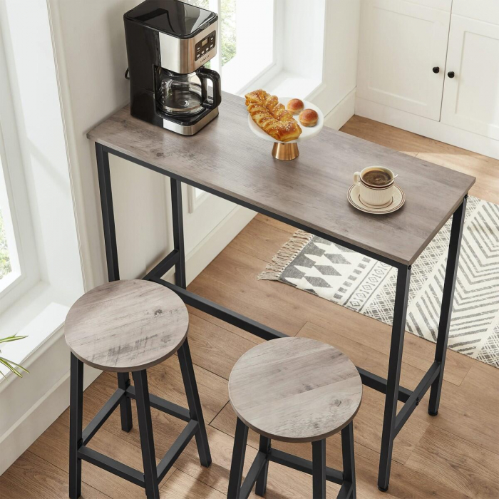 Set 2 scaune de bucatarie/bar, Artool, pal si otel, gri rustic, negru, 32x65 cm [5]