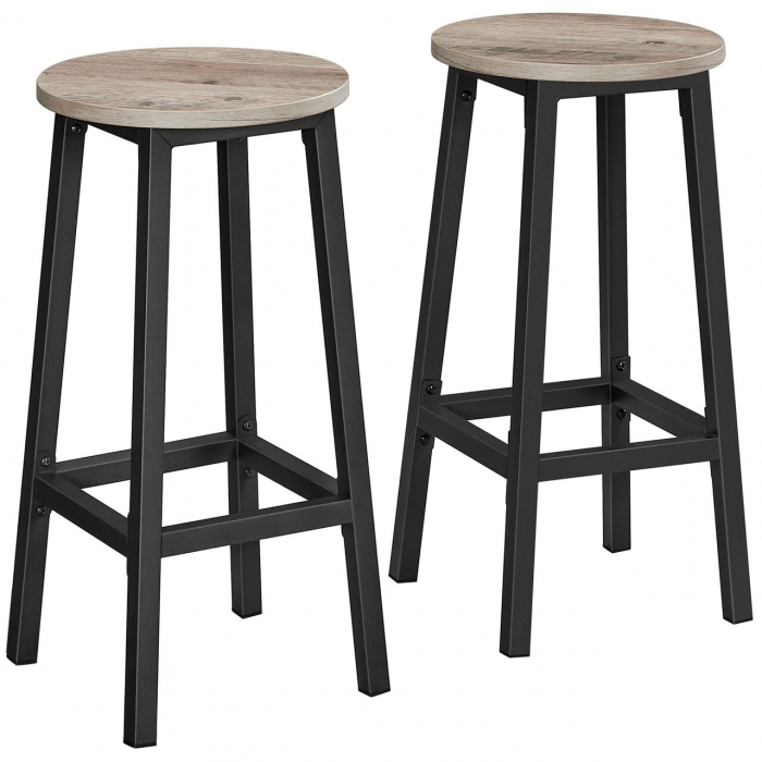 Set 2 scaune de bucatarie/bar, Artool, pal si otel, gri rustic, negru, 32x65 cm [1]