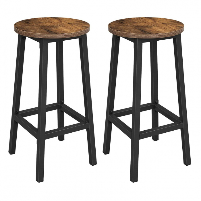 Set 2 scaune de bucatarie/bar, Artool, pal si otel, maro rustic, negru, 32x65 cm [1]