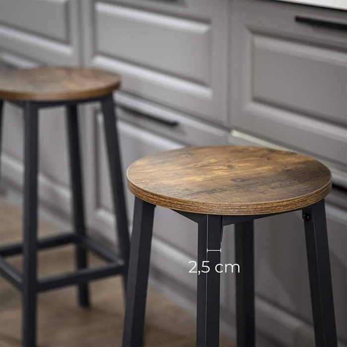 Set 2 scaune de bucatarie/bar, Artool, pal si otel, maro rustic, negru, 32x65 cm [3]