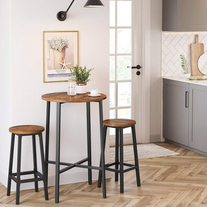 Set 2 scaune de bucatarie/bar, Artool, pal si otel, maro rustic, negru, 32x65 cm [7]