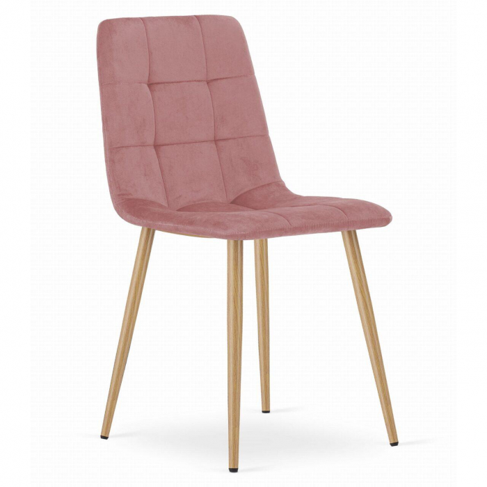 Set 4 scaune bucatarie/dining, Artool, Kara, catifea, lemn, roz, 44.5x50.5x87 cm [6]
