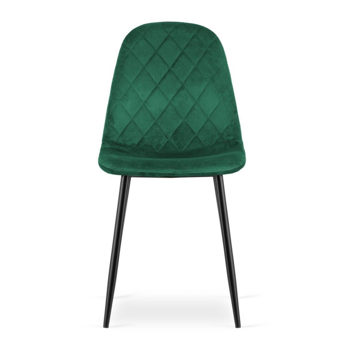 Set 4 scaune bucatarie/living, Artool, Asti, catifea, metal, verde si negru, 44.5x50.5x87.5 cm [2]